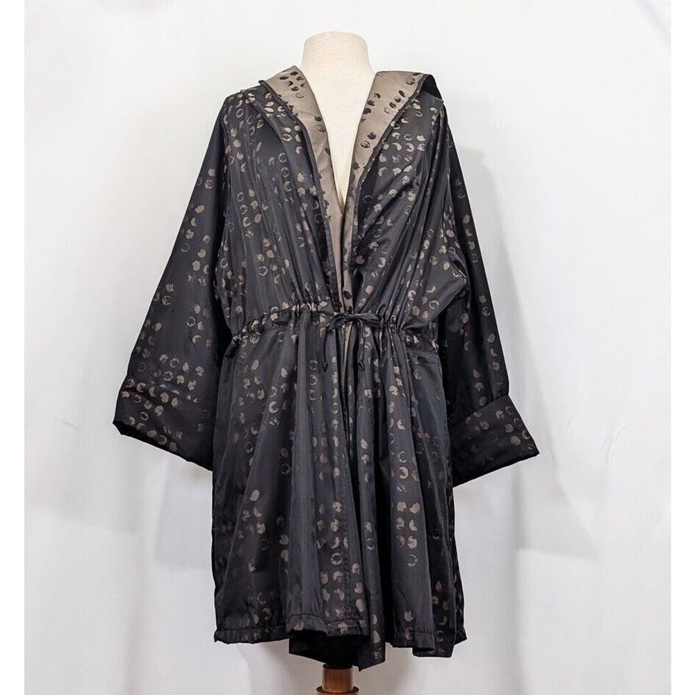 IC Connie K Jacket Black Brown Polka Dot Parachute Tie Front Women's Size 1X